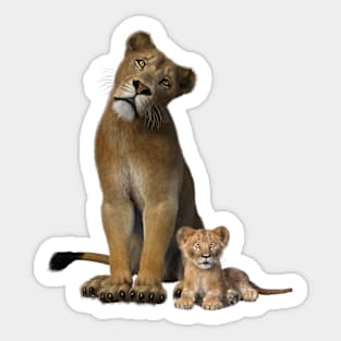 Mother lioness and cub Sticker